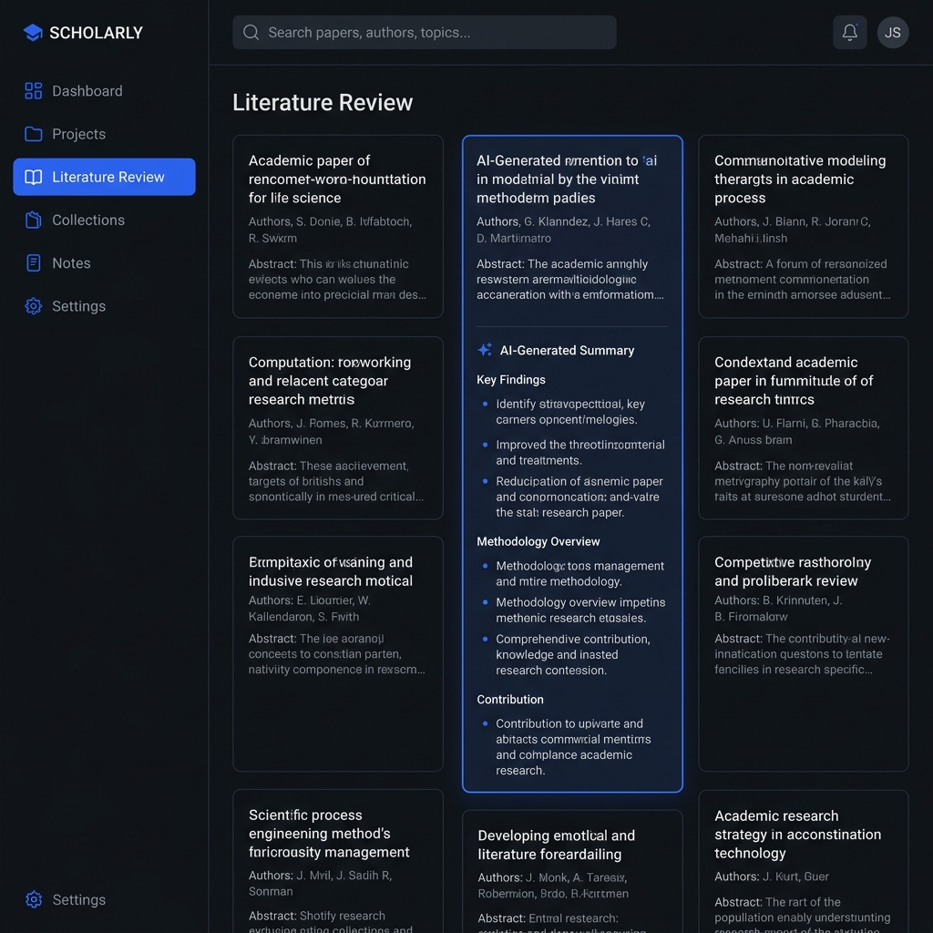 The SonoScholar reading room interface: literature review with AI summaries and margin notes